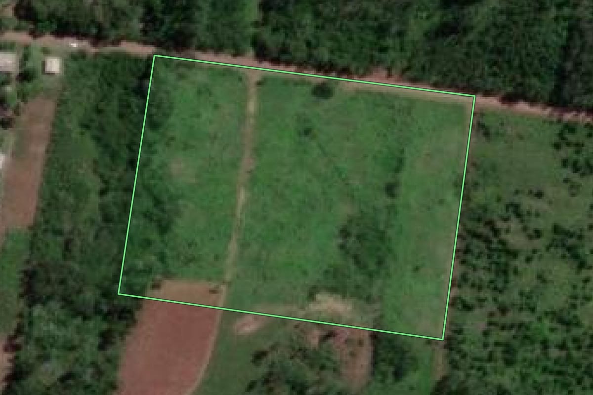 Imagem de satélite do imóvel rural em Portão (RS), com o contorno declarado no CAR desenhado por cima.