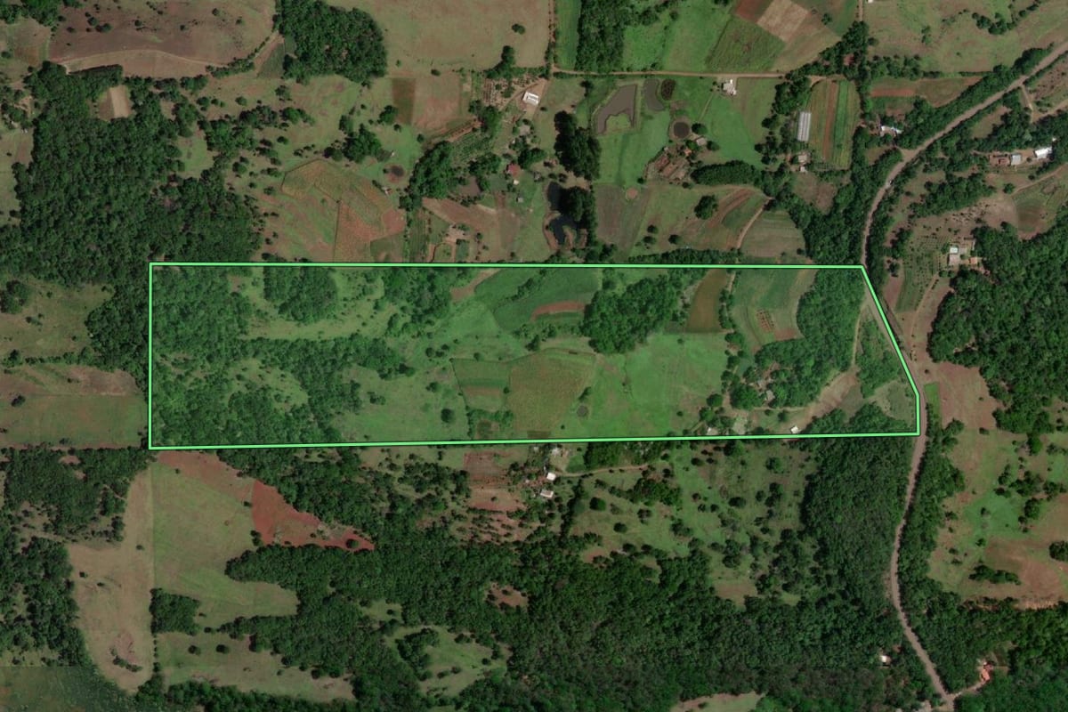 Imagem de satélite do imóvel rural em Porto Xavier (RS), com o contorno declarado no CAR desenhado por cima.
