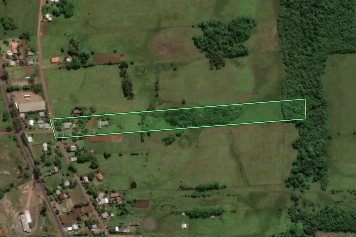 Imagem de satélite do imóvel rural em Porto Xavier (RS), com o contorno declarado no CAR desenhado por cima.