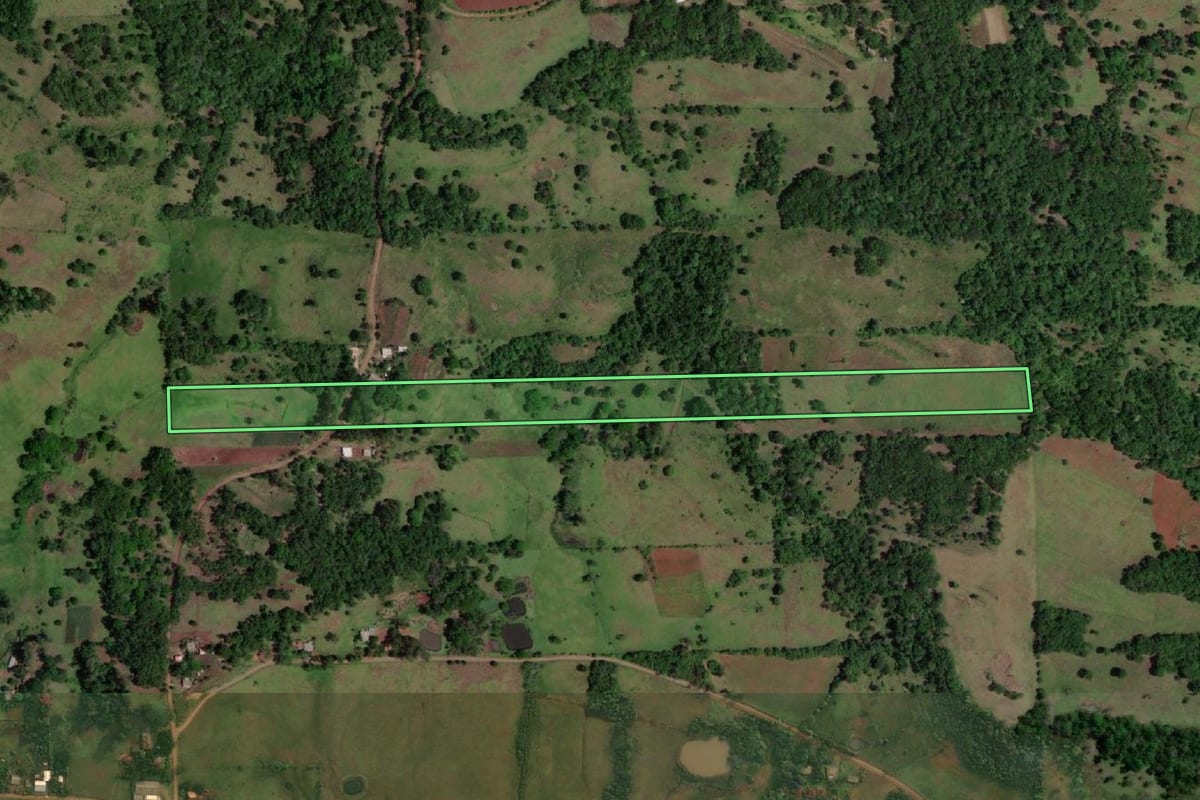 Imagem de satélite do imóvel rural em Porto Xavier (RS), com o contorno declarado no CAR desenhado por cima.