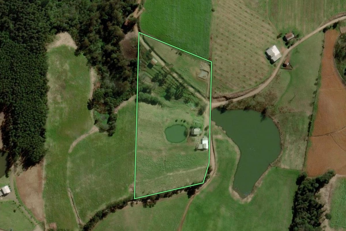 Imagem de satélite do imóvel rural em Progresso (RS), com o contorno declarado no CAR desenhado por cima.