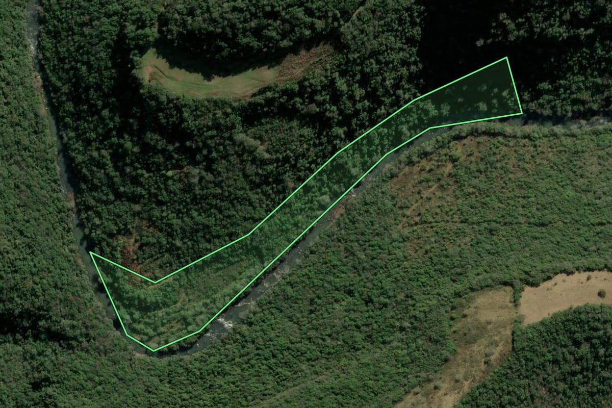 Imagem de satélite do imóvel rural em Protásio Alves (RS), com o contorno declarado no CAR desenhado por cima.