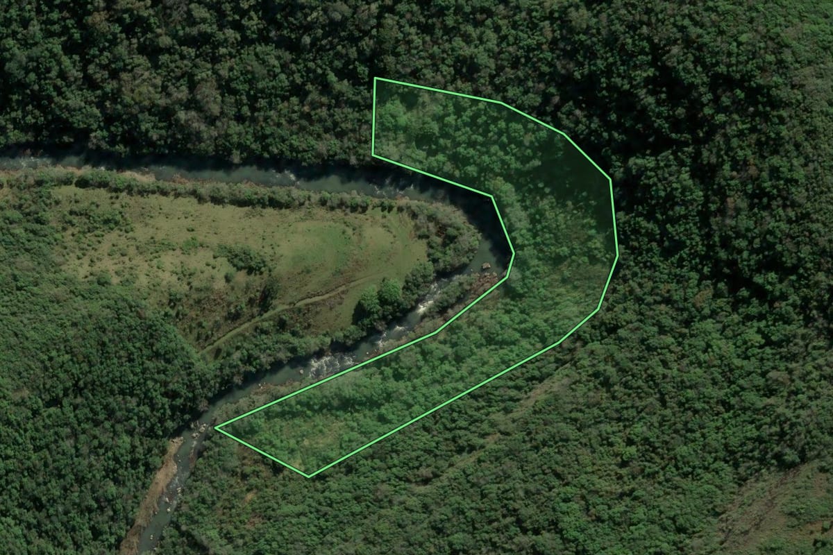 Imagem de satélite do imóvel rural em Protásio Alves (RS), com o contorno declarado no CAR desenhado por cima.