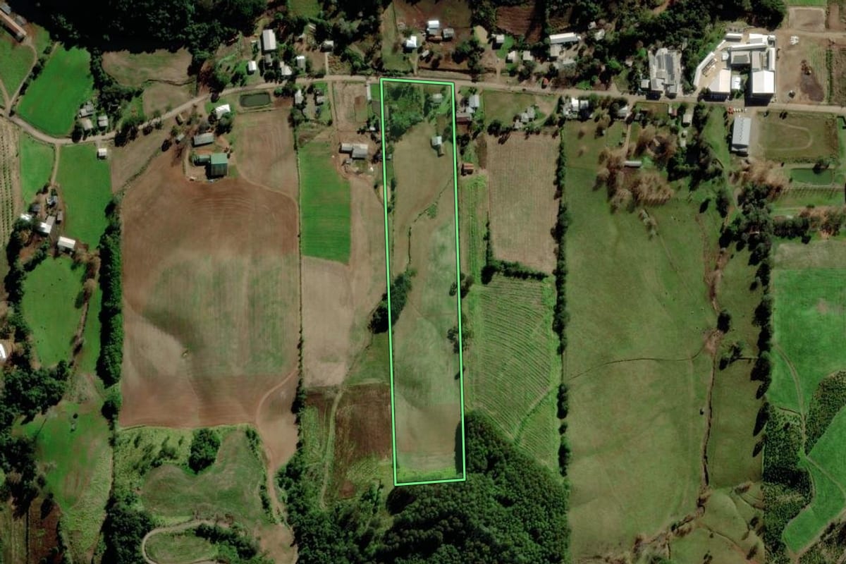 Imagem de satélite do imóvel rural em Putinga (RS), com o contorno declarado no CAR desenhado por cima.