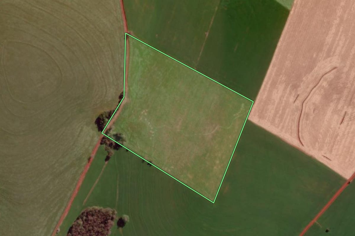 Imagem de satélite do imóvel rural em Redentora (RS), com o contorno declarado no CAR desenhado por cima.