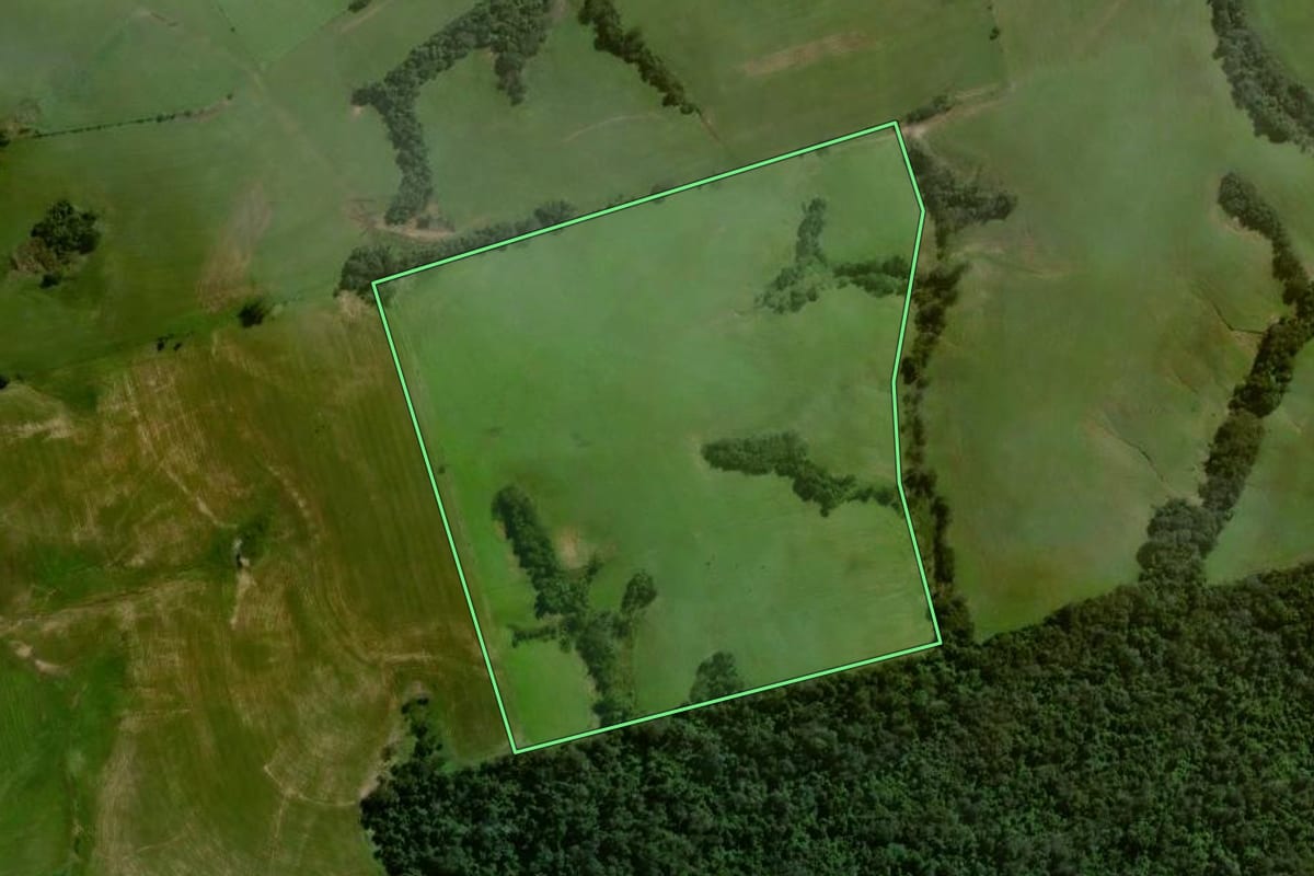 Imagem de satélite do imóvel rural em Restinga Sêca (RS), com o contorno declarado no CAR desenhado por cima.