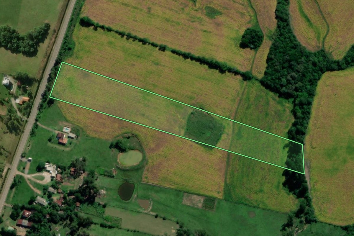Imagem de satélite do imóvel rural em Restinga Sêca (RS), com o contorno declarado no CAR desenhado por cima.