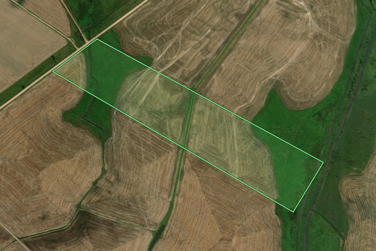 Imagem de satélite do imóvel rural em Rio Grande (RS), com o contorno declarado no CAR desenhado por cima.
