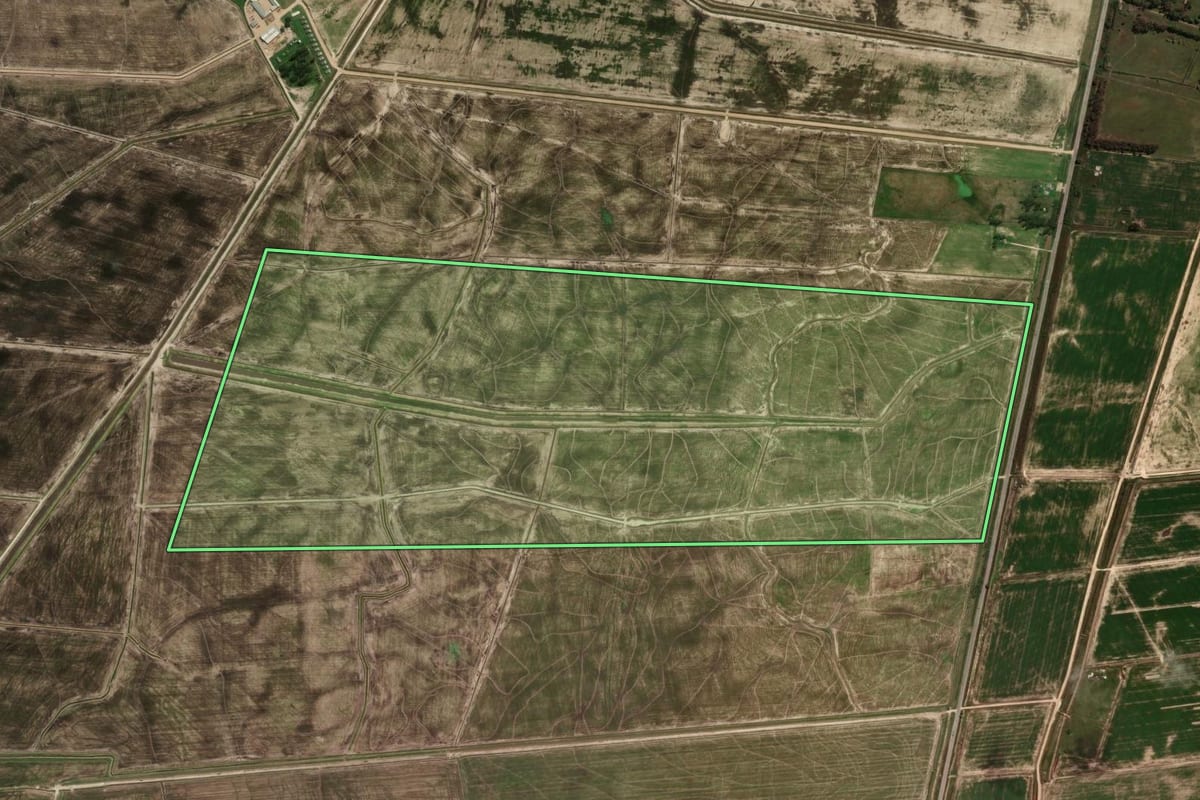 Imagem de satélite do imóvel rural em Rio Grande (RS), com o contorno declarado no CAR desenhado por cima.