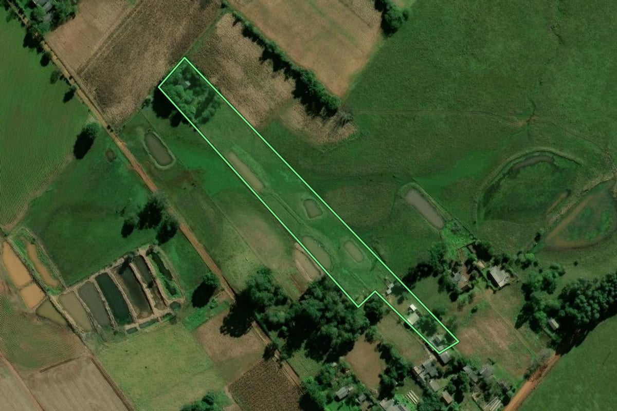 Imagem de satélite do imóvel rural em Rio Pardo (RS), com o contorno declarado no CAR desenhado por cima.