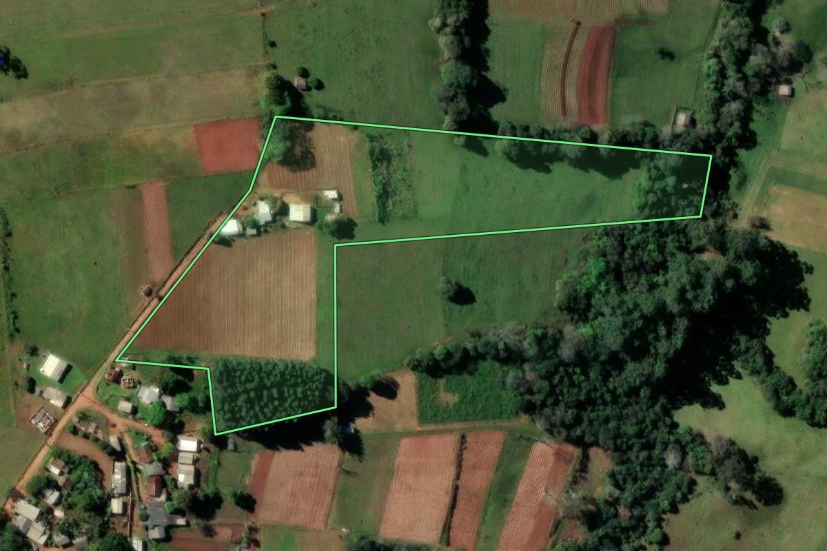 Imagem de satélite do imóvel rural em Rio Pardo (RS), com o contorno declarado no CAR desenhado por cima.