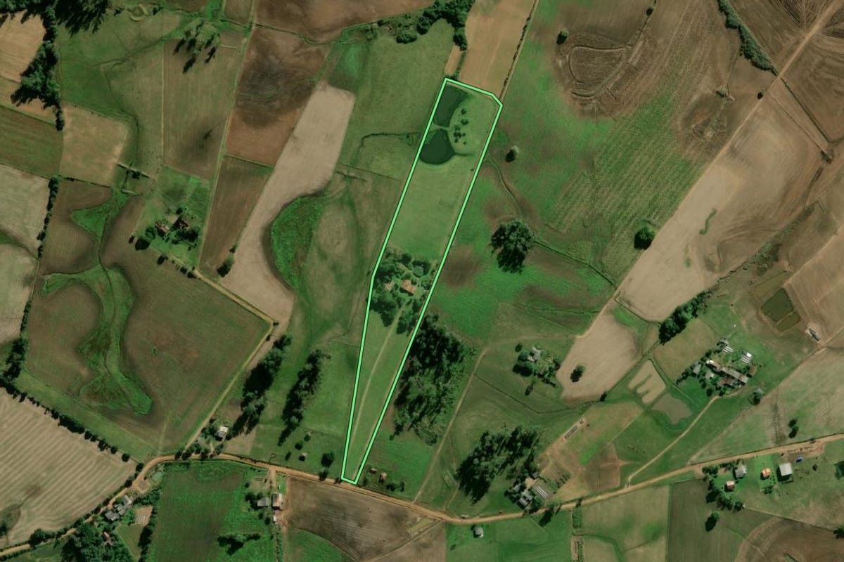 Imagem de satélite do imóvel rural em Rio Pardo (RS), com o contorno declarado no CAR desenhado por cima.