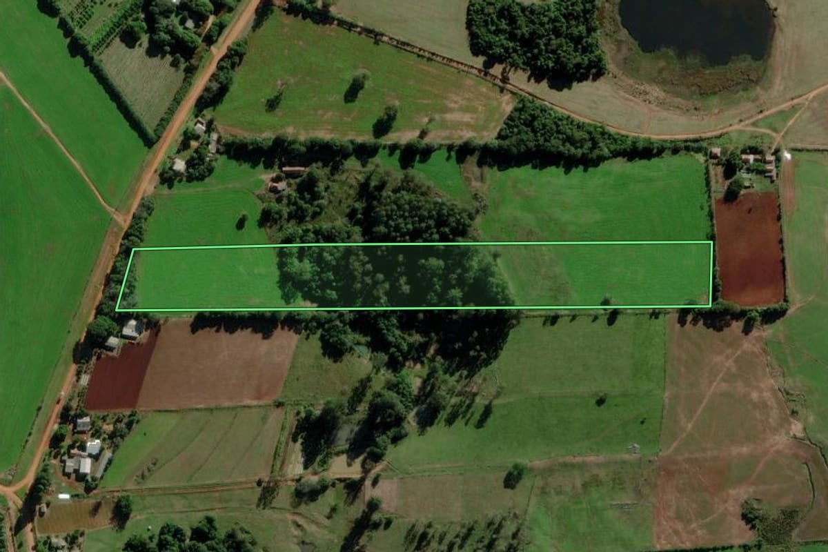 Imagem de satélite do imóvel rural em Rio Pardo (RS), com o contorno declarado no CAR desenhado por cima.