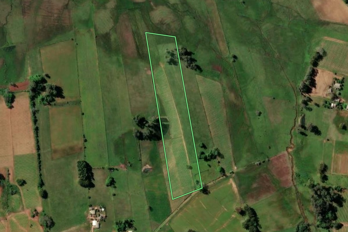Imagem de satélite do imóvel rural em Rio Pardo (RS), com o contorno declarado no CAR desenhado por cima.