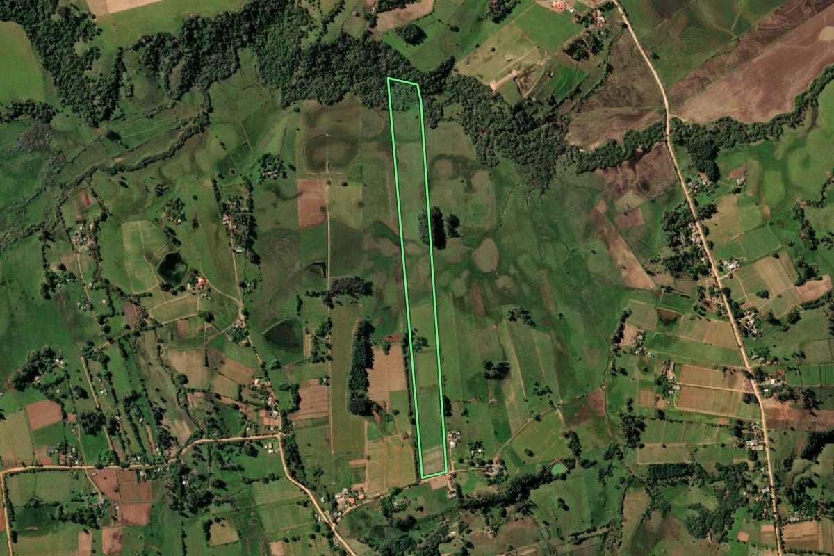 Imagem de satélite do imóvel rural em Rio Pardo (RS), com o contorno declarado no CAR desenhado por cima.