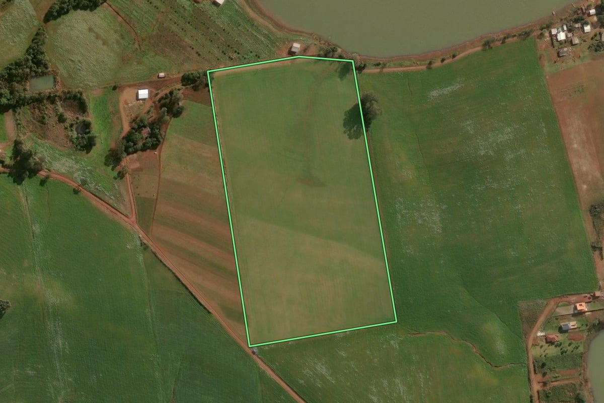 Imagem de satélite do imóvel rural em Ronda Alta (RS), com o contorno declarado no CAR desenhado por cima.