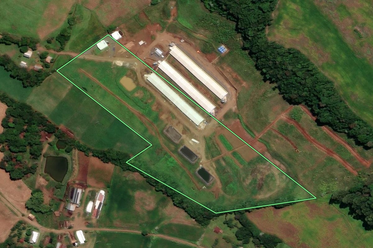 Imagem de satélite do imóvel rural em Rondinha (RS), com o contorno declarado no CAR desenhado por cima.