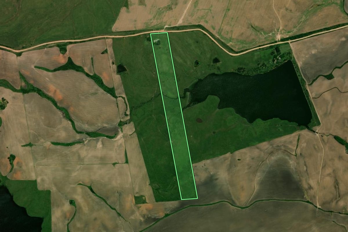 Imagem de satélite do imóvel rural em Rosário do Sul (RS), com o contorno declarado no CAR desenhado por cima.
