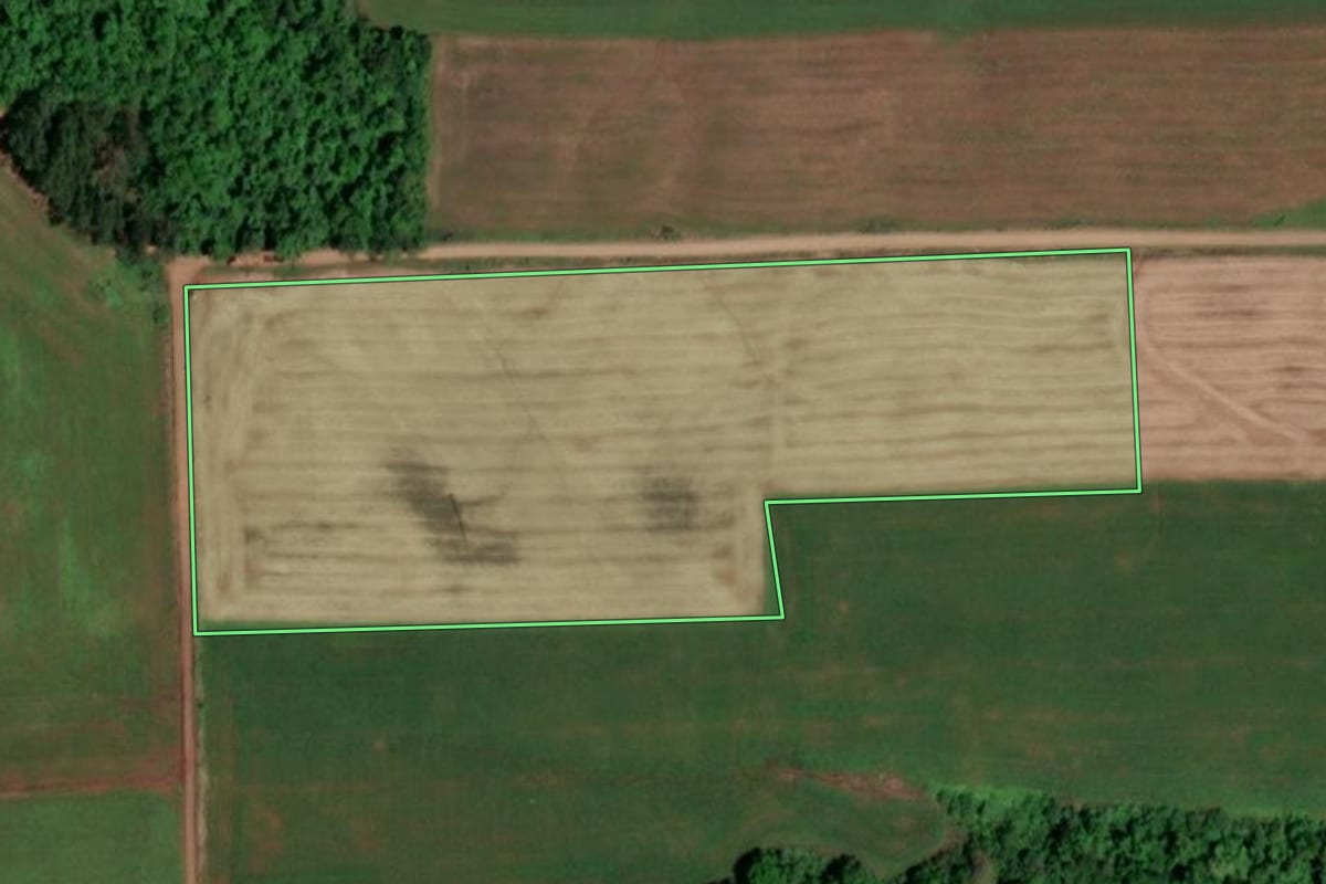 Imagem de satélite do imóvel rural em Salvador das Missões (RS), com o contorno declarado no CAR desenhado por cima.