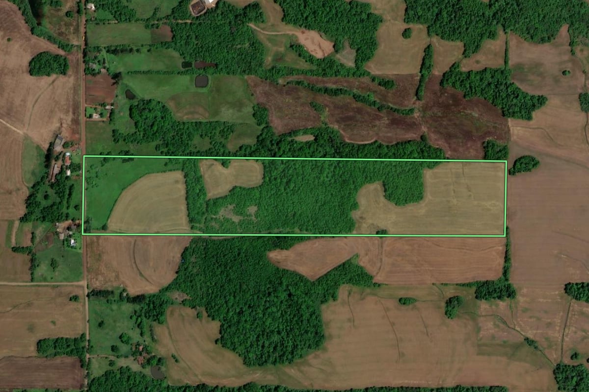 Imagem de satélite do imóvel rural em Salvador das Missões (RS), com o contorno declarado no CAR desenhado por cima.