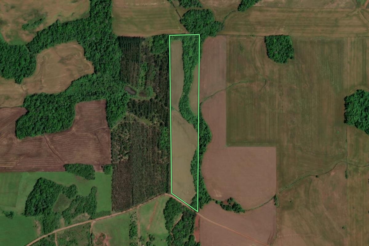 Imagem de satélite do imóvel rural em Salvador das Missões (RS), com o contorno declarado no CAR desenhado por cima.