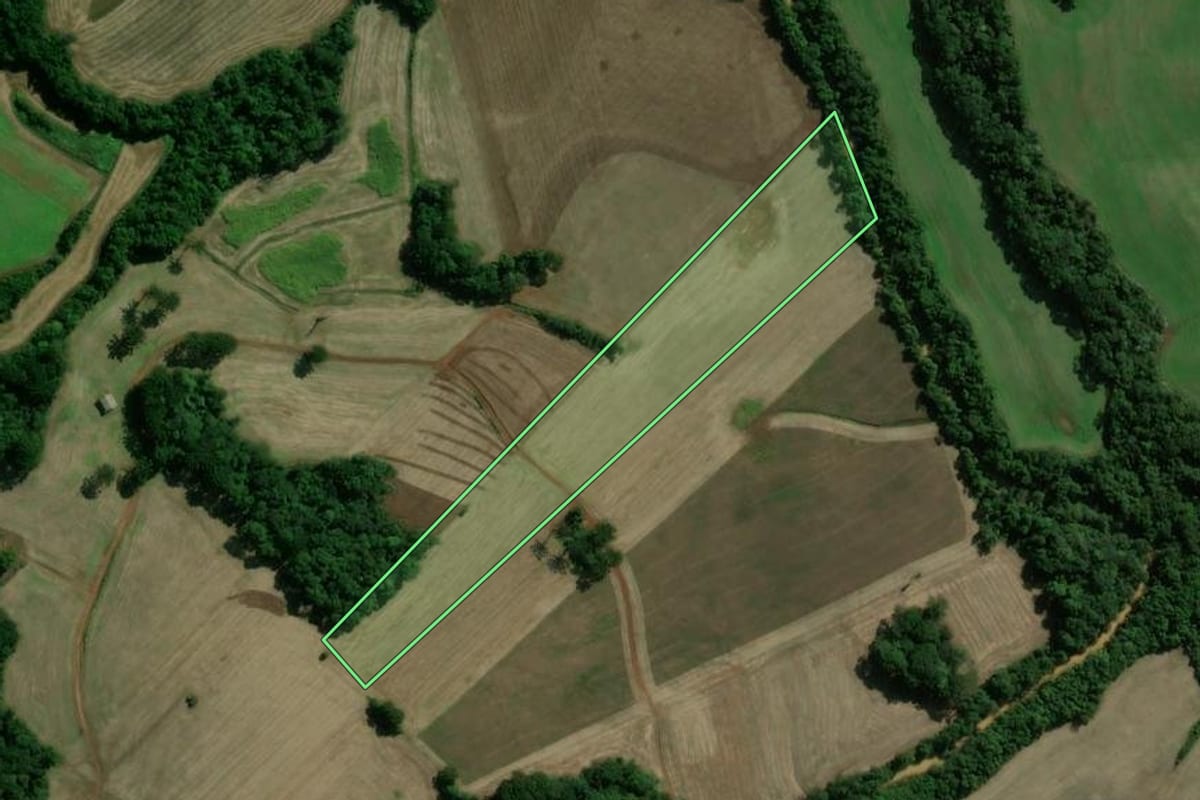 Imagem de satélite do imóvel rural em Sananduva (RS), com o contorno declarado no CAR desenhado por cima.