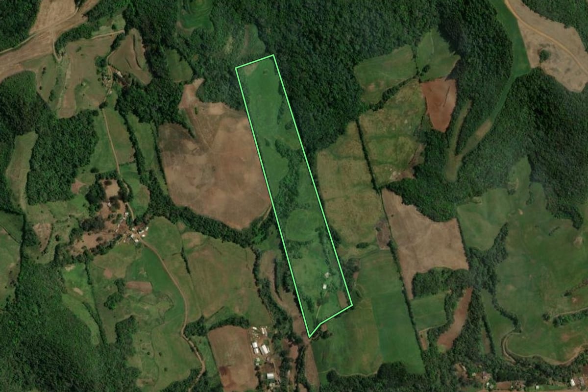 Imagem de satélite do imóvel rural em Sananduva (RS), com o contorno declarado no CAR desenhado por cima.