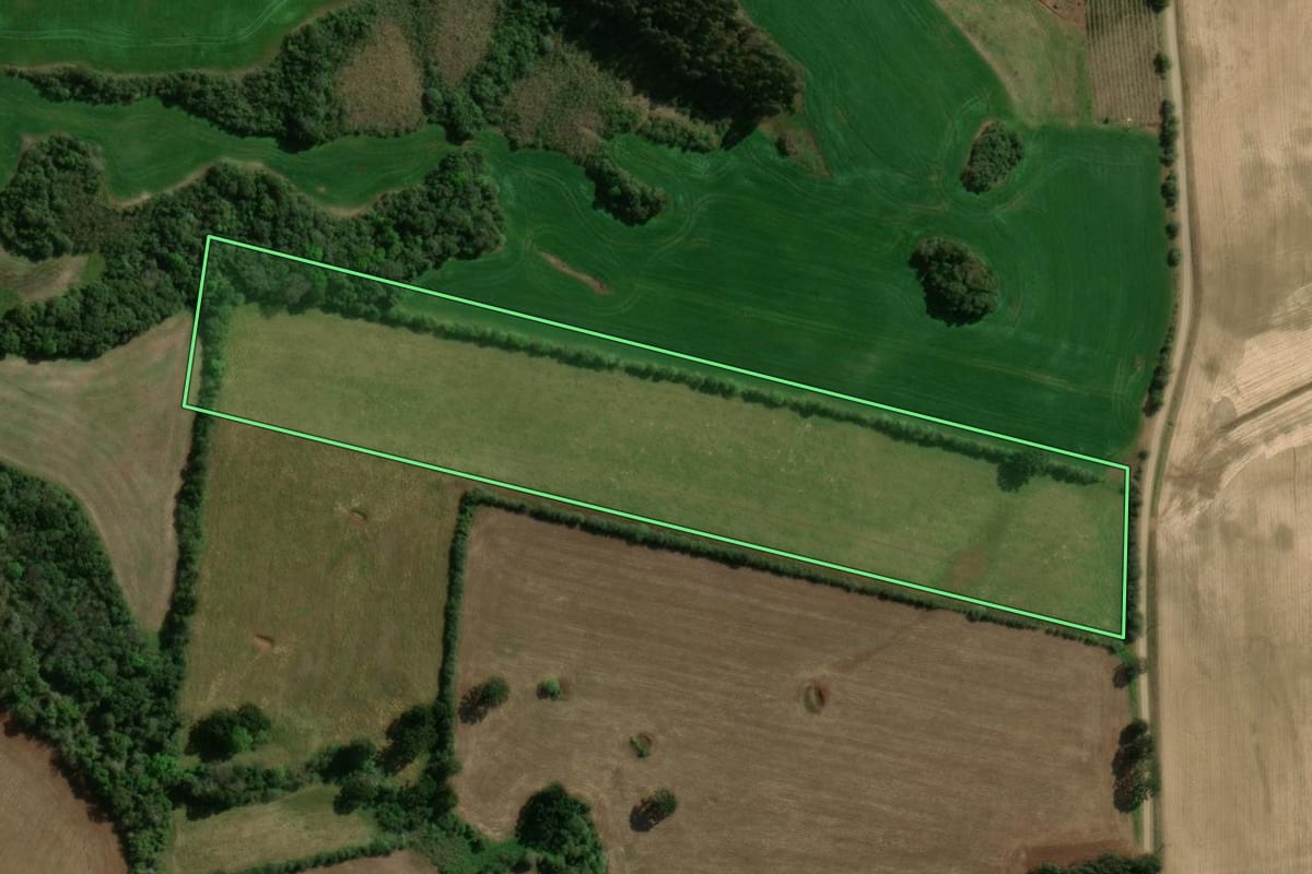 Imagem de satélite do imóvel rural em Sananduva (RS), com o contorno declarado no CAR desenhado por cima.
