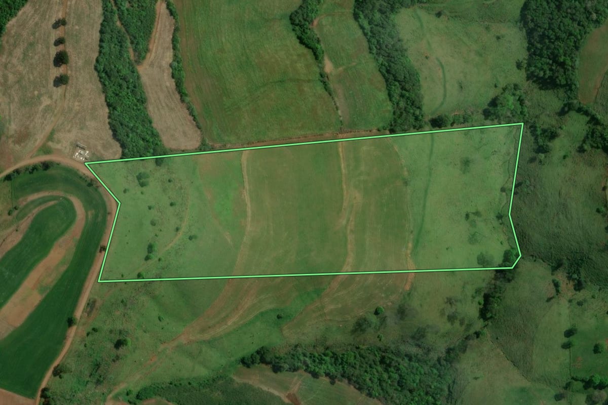 Imagem de satélite do imóvel rural em Sananduva (RS), com o contorno declarado no CAR desenhado por cima.