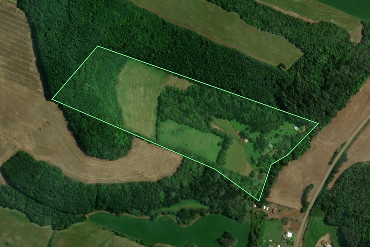 Imagem de satélite do imóvel rural em Sananduva (RS), com o contorno declarado no CAR desenhado por cima.