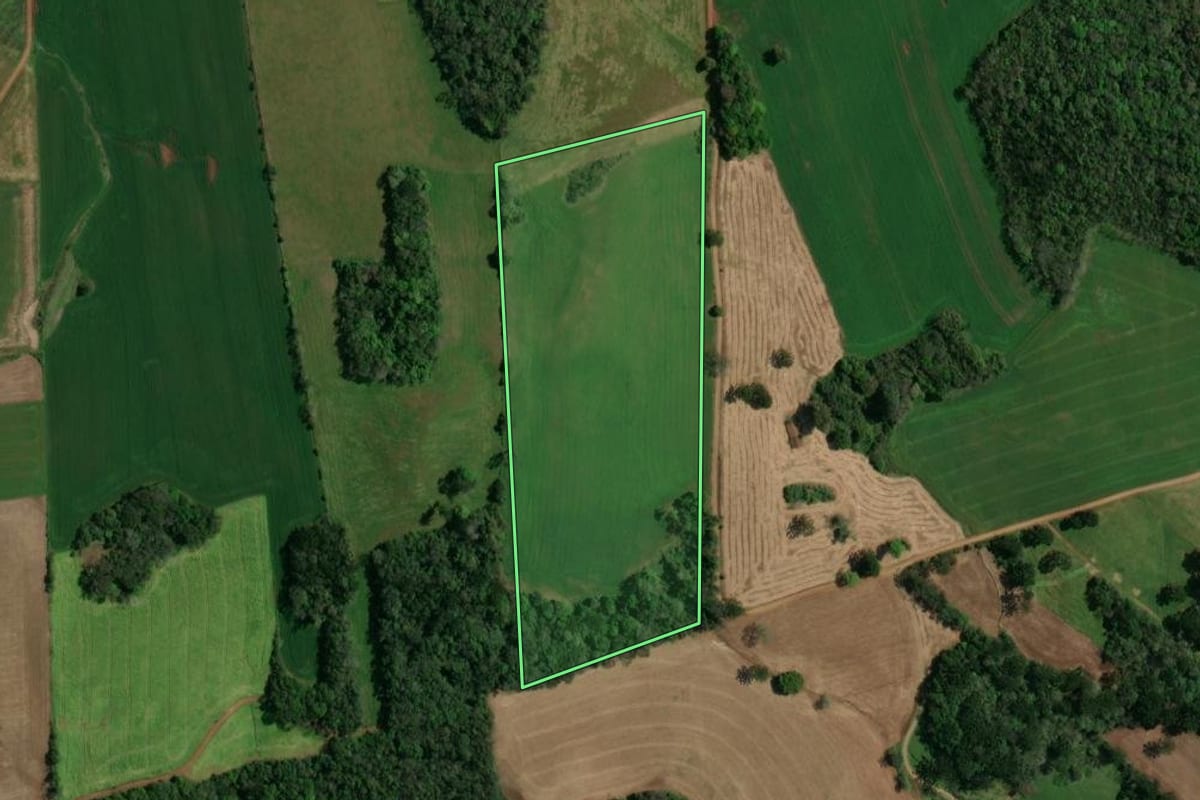 Imagem de satélite do imóvel rural em Sananduva (RS), com o contorno declarado no CAR desenhado por cima.