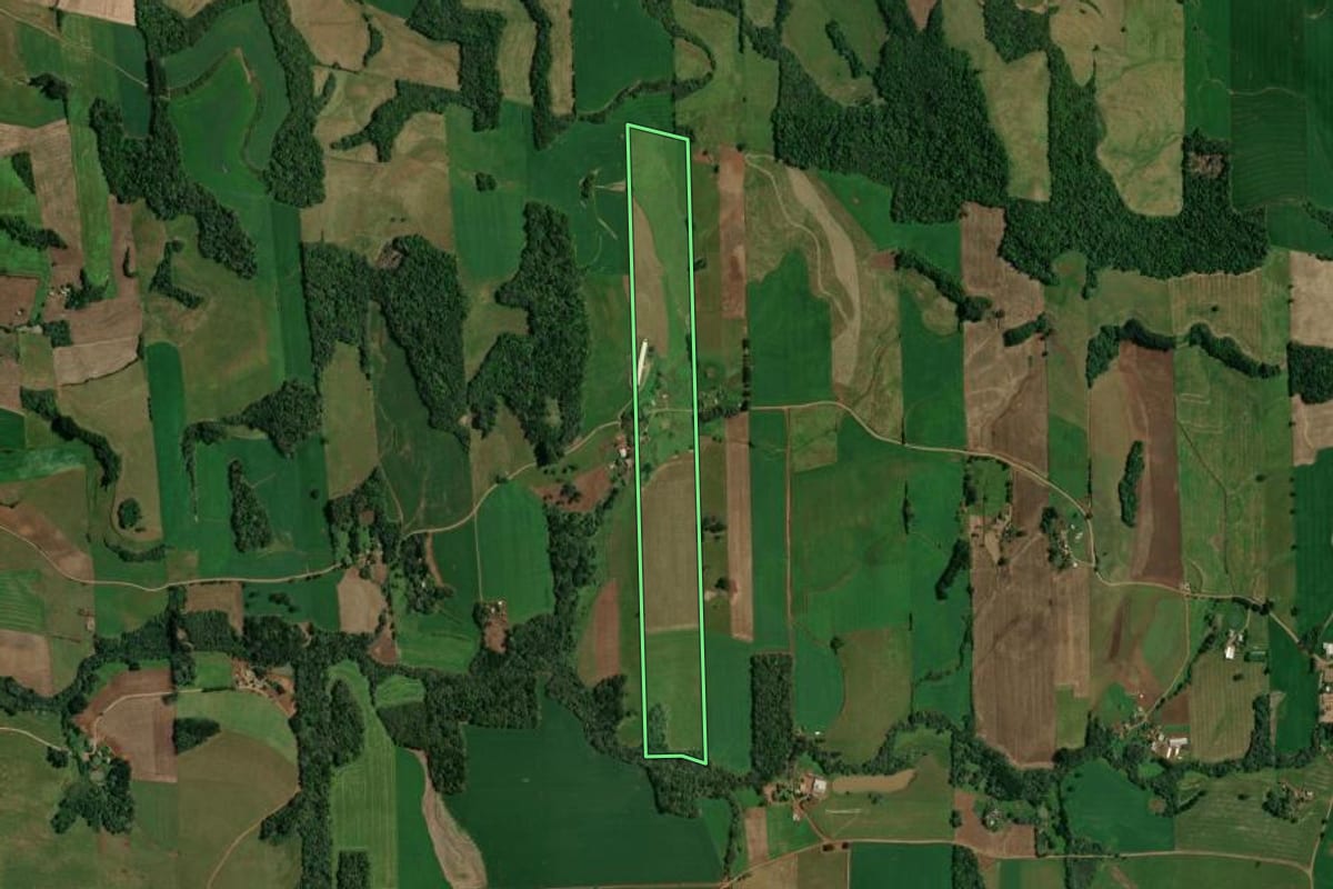 Imagem de satélite do imóvel rural em Sananduva (RS), com o contorno declarado no CAR desenhado por cima.