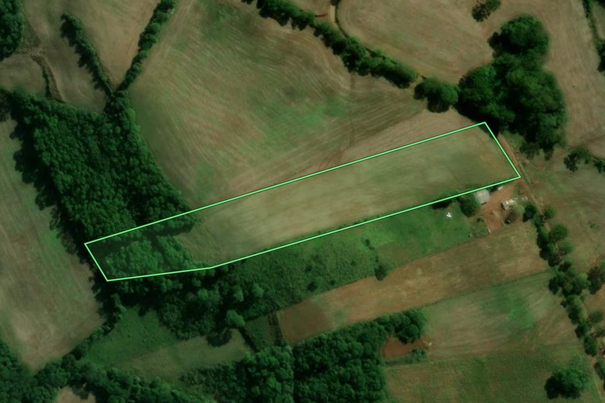 Imagem de satélite do imóvel rural em Sananduva (RS), com o contorno declarado no CAR desenhado por cima.