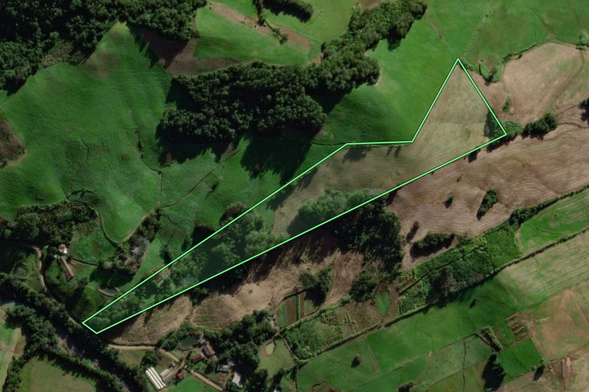 Imagem de satélite do imóvel rural em Santa Clara do Sul (RS), com o contorno declarado no CAR desenhado por cima.