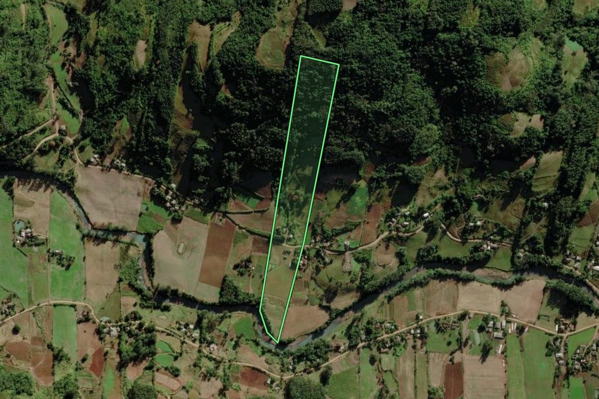 Imagem de satélite do imóvel rural em Santa Clara do Sul (RS), com o contorno declarado no CAR desenhado por cima.