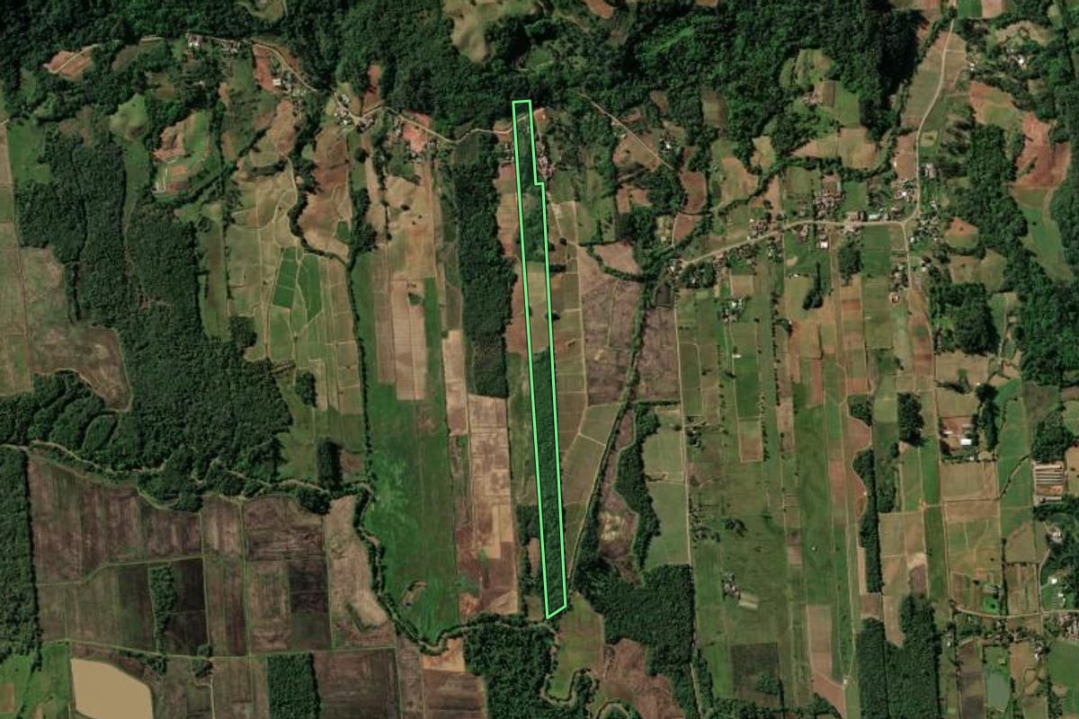 Imagem de satélite do imóvel rural em Santa Cruz do Sul (RS), com o contorno declarado no CAR desenhado por cima.