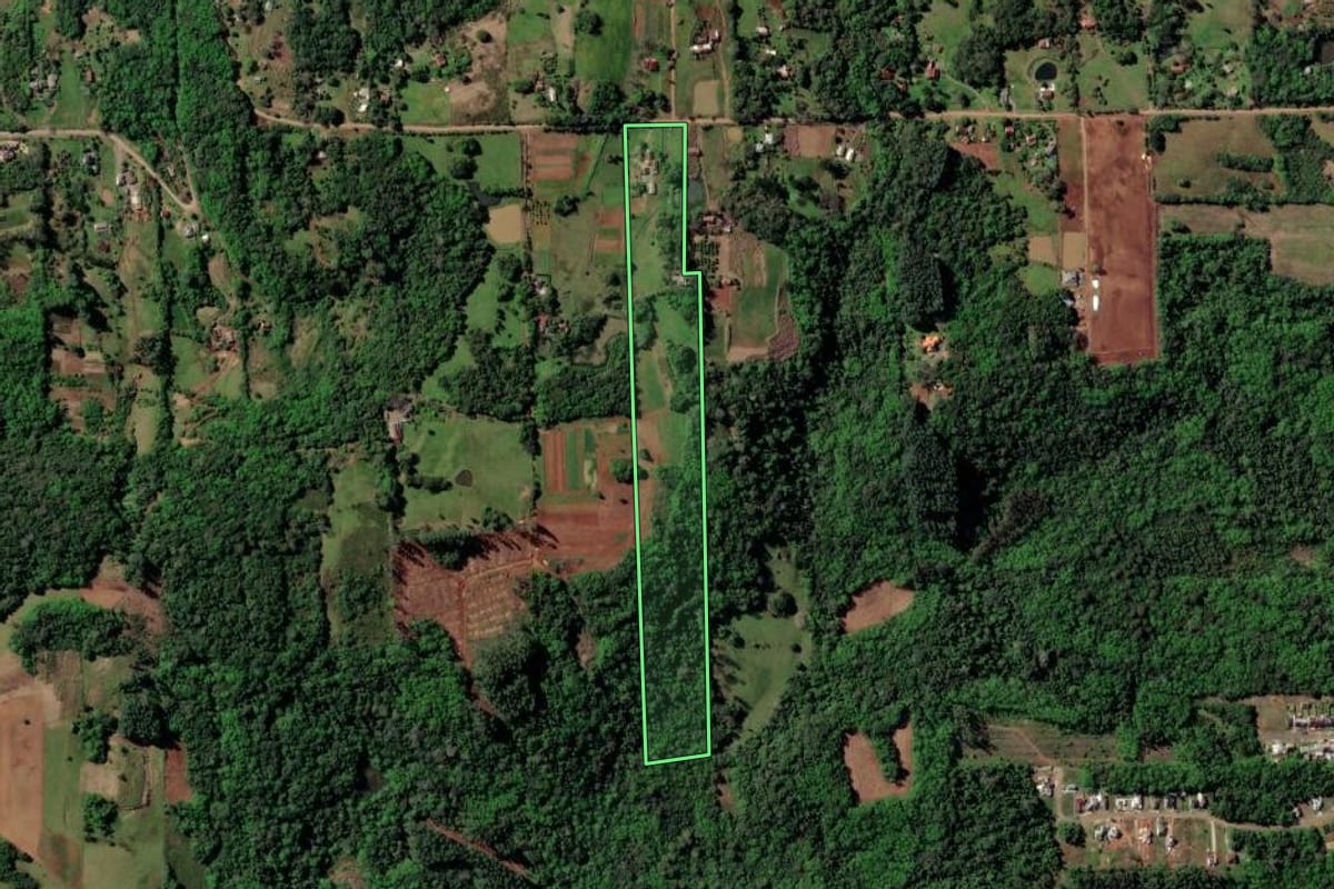 Imagem de satélite do imóvel rural em Santa Cruz do Sul (RS), com o contorno declarado no CAR desenhado por cima.
