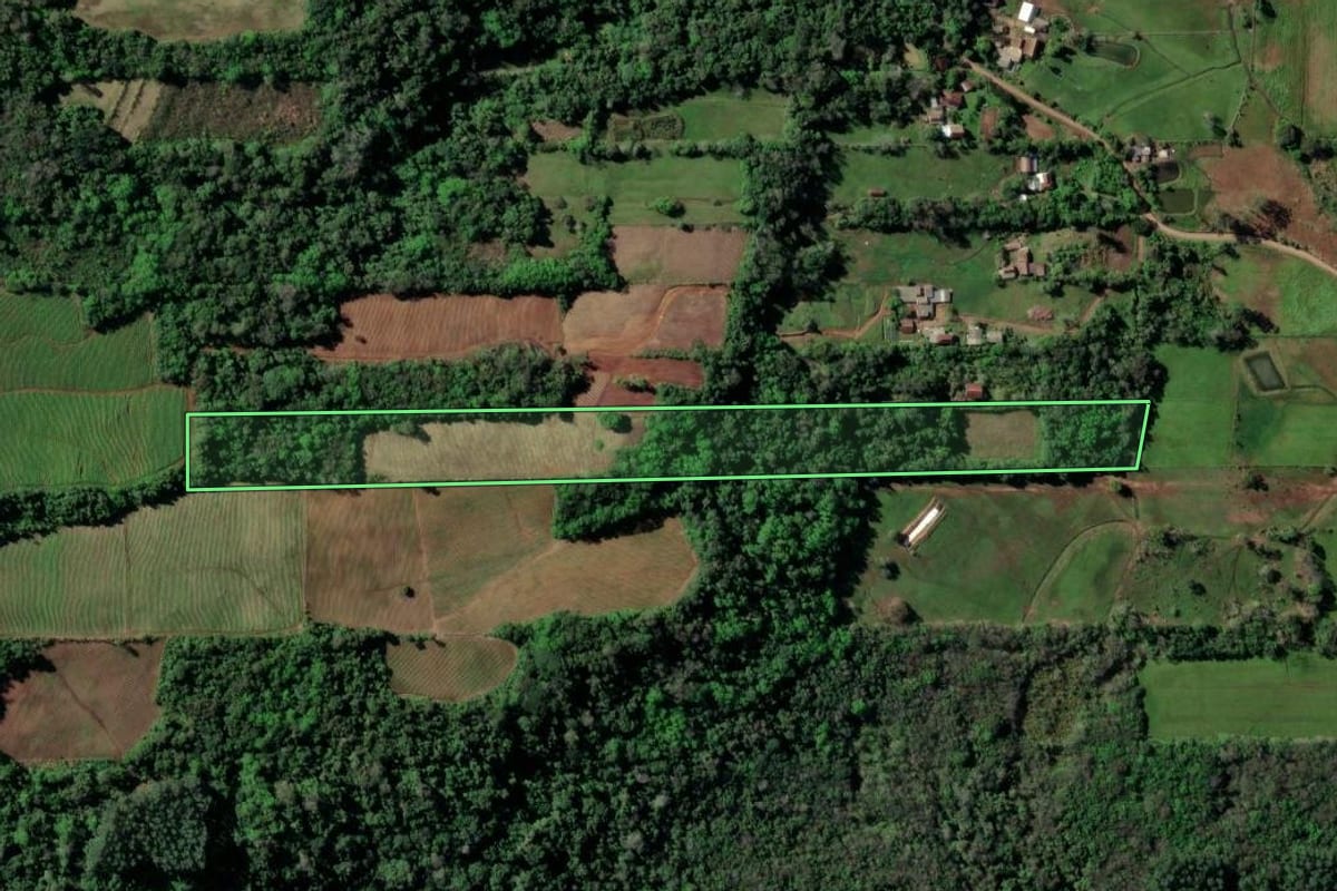 Imagem de satélite do imóvel rural em Santa Cruz do Sul (RS), com o contorno declarado no CAR desenhado por cima.