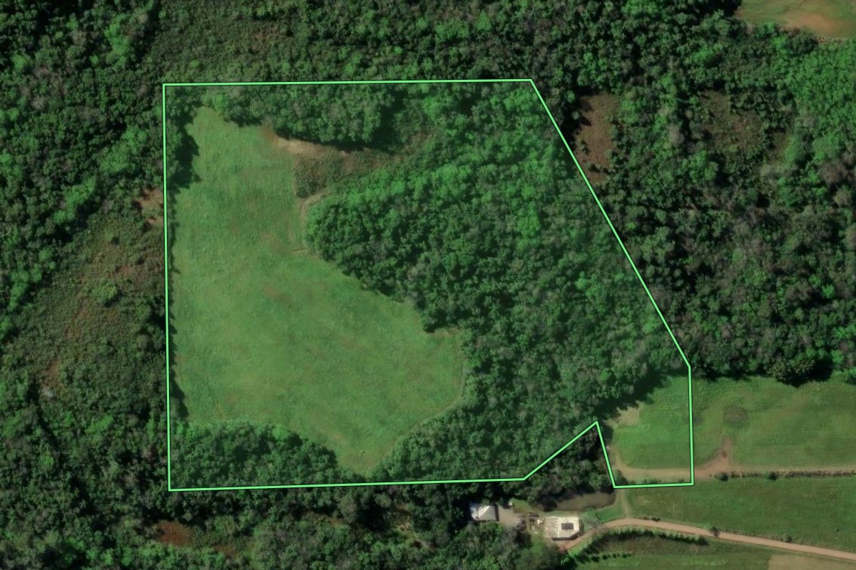 Imagem de satélite do imóvel rural em Santa Cruz do Sul (RS), com o contorno declarado no CAR desenhado por cima.
