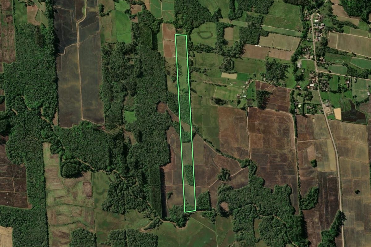 Imagem de satélite do imóvel rural em Santa Cruz do Sul (RS), com o contorno declarado no CAR desenhado por cima.