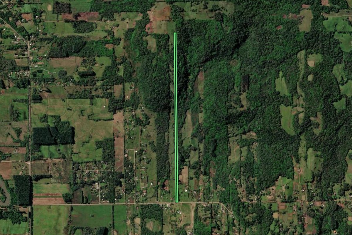 Imagem de satélite do imóvel rural em Santa Cruz do Sul (RS), com o contorno declarado no CAR desenhado por cima.