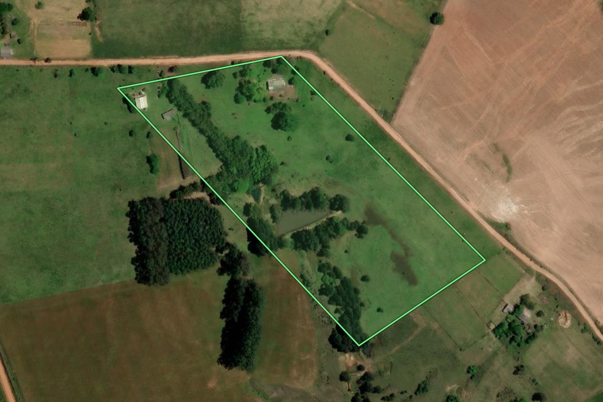 Imagem de satélite do imóvel rural em Santa Maria (RS), com o contorno declarado no CAR desenhado por cima.