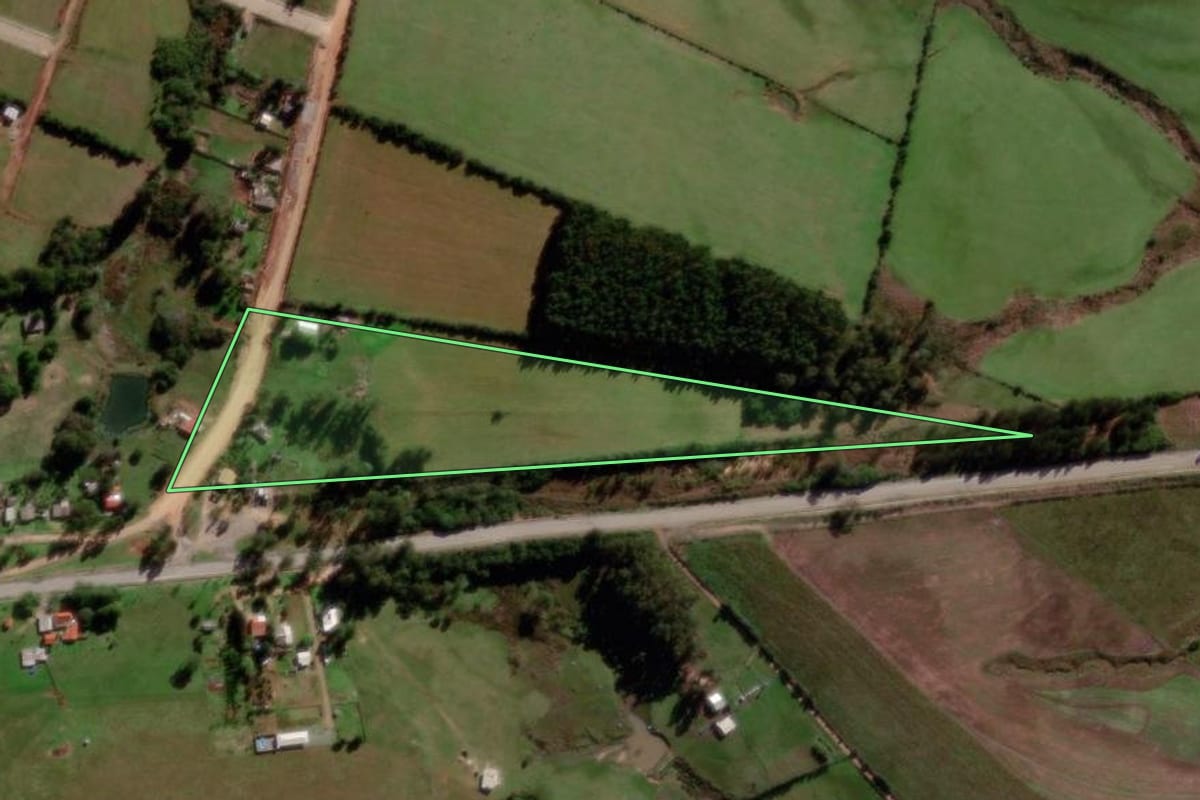 Imagem de satélite do imóvel rural em Santa Margarida do Sul (RS), com o contorno declarado no CAR desenhado por cima.