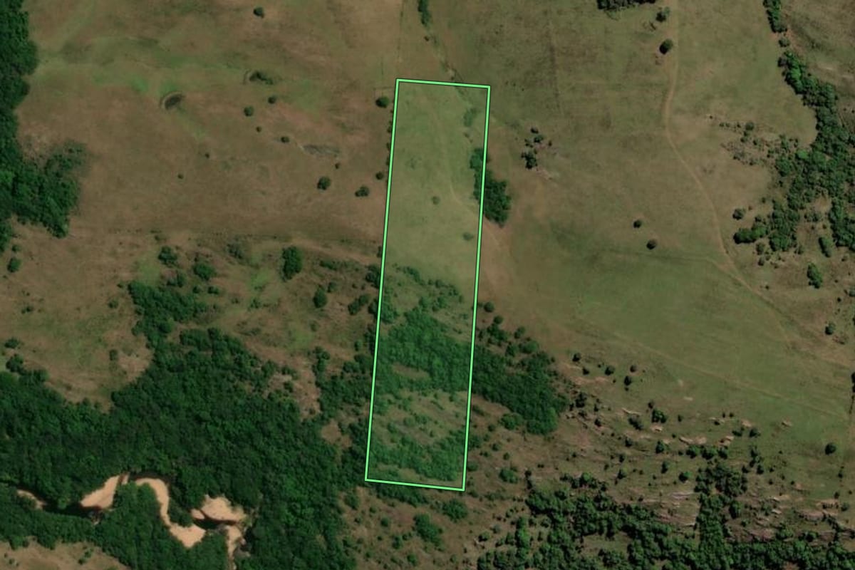 Imagem de satélite do imóvel rural em Santana da Boa Vista (RS), com o contorno declarado no CAR desenhado por cima.