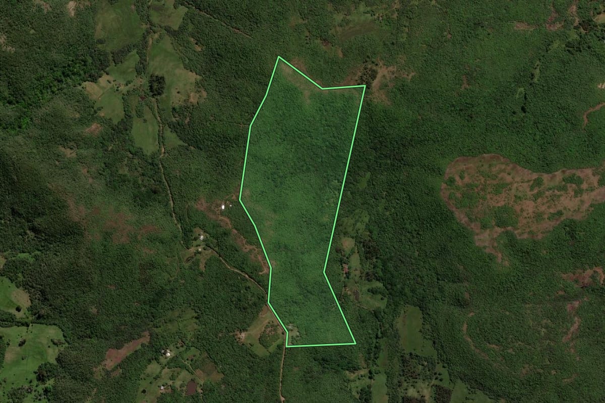 Imagem de satélite do imóvel rural em Sant'Ana do Livramento (RS), com o contorno declarado no CAR desenhado por cima.