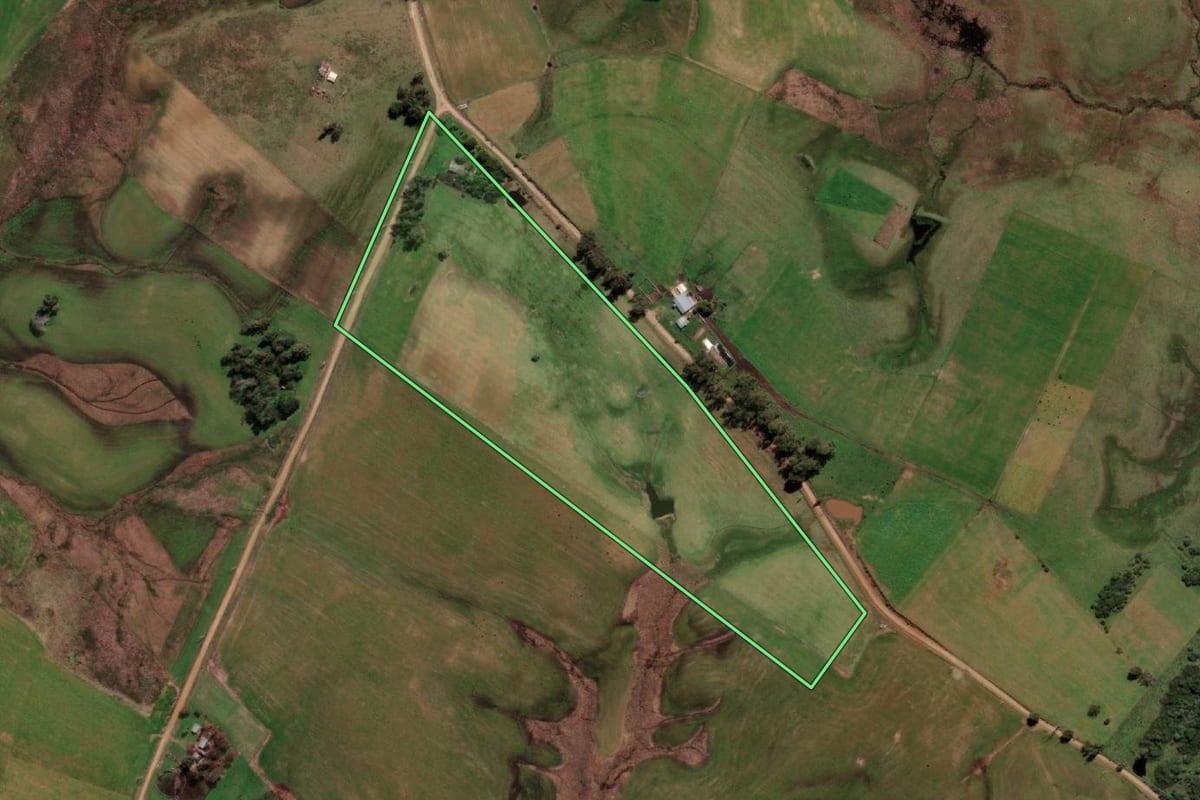 Imagem de satélite do imóvel rural em Sant'Ana do Livramento (RS), com o contorno declarado no CAR desenhado por cima.