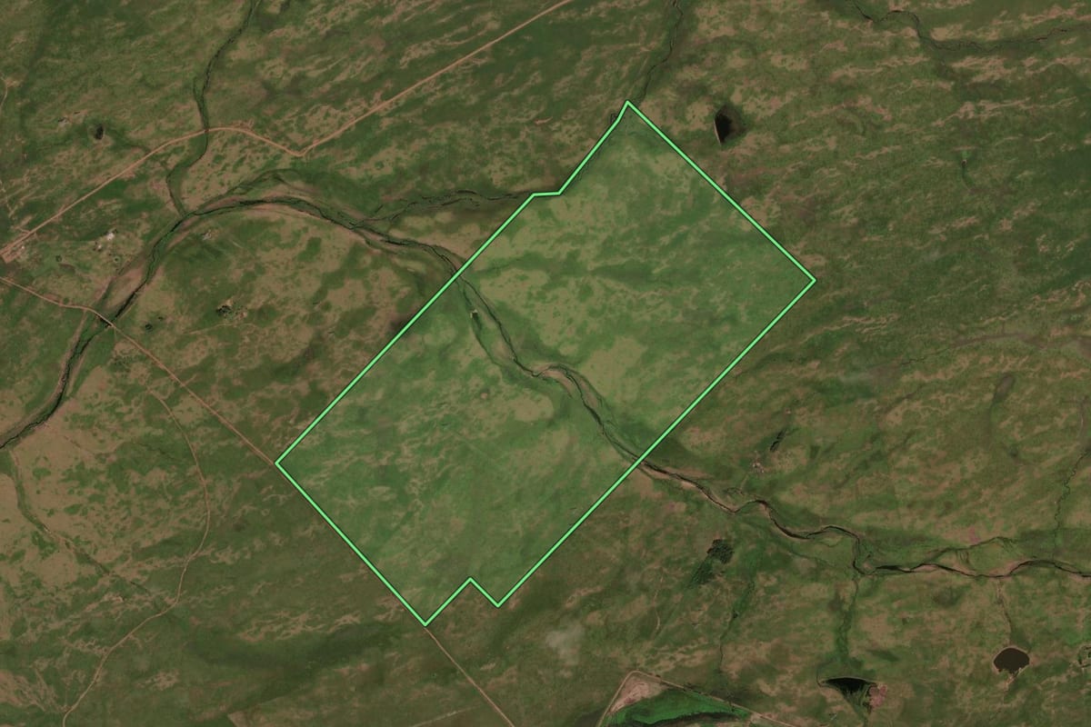 Imagem de satélite do imóvel rural em Sant'Ana do Livramento (RS), com o contorno declarado no CAR desenhado por cima.