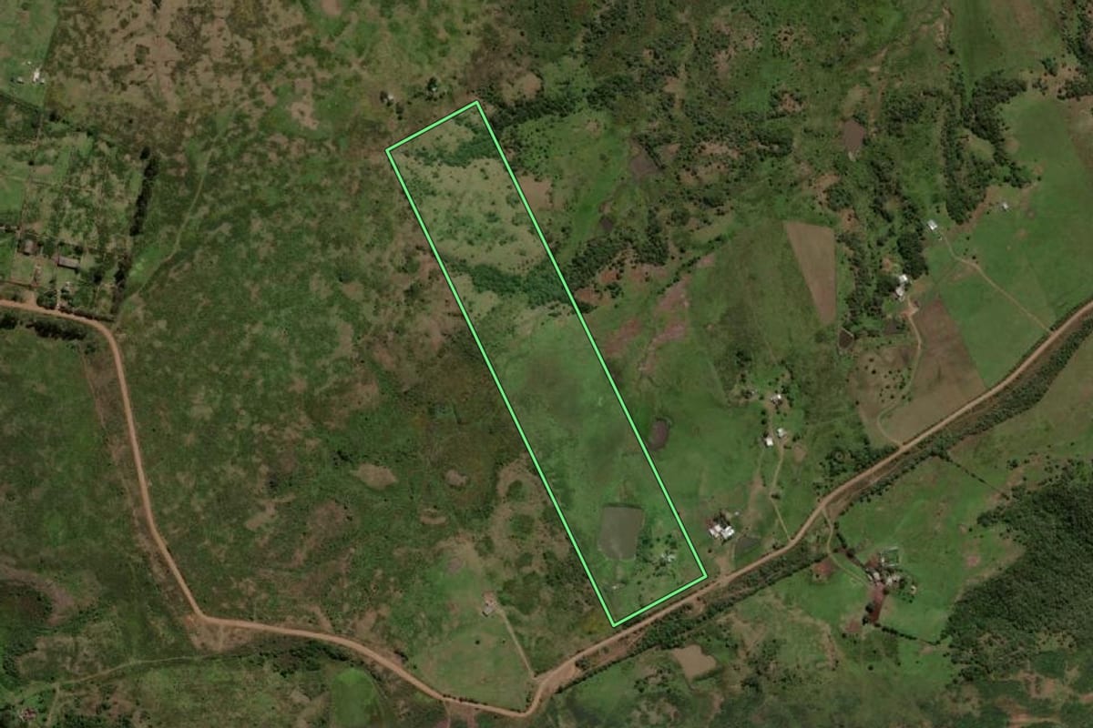 Imagem de satélite do imóvel rural em Sant'Ana do Livramento (RS), com o contorno declarado no CAR desenhado por cima.