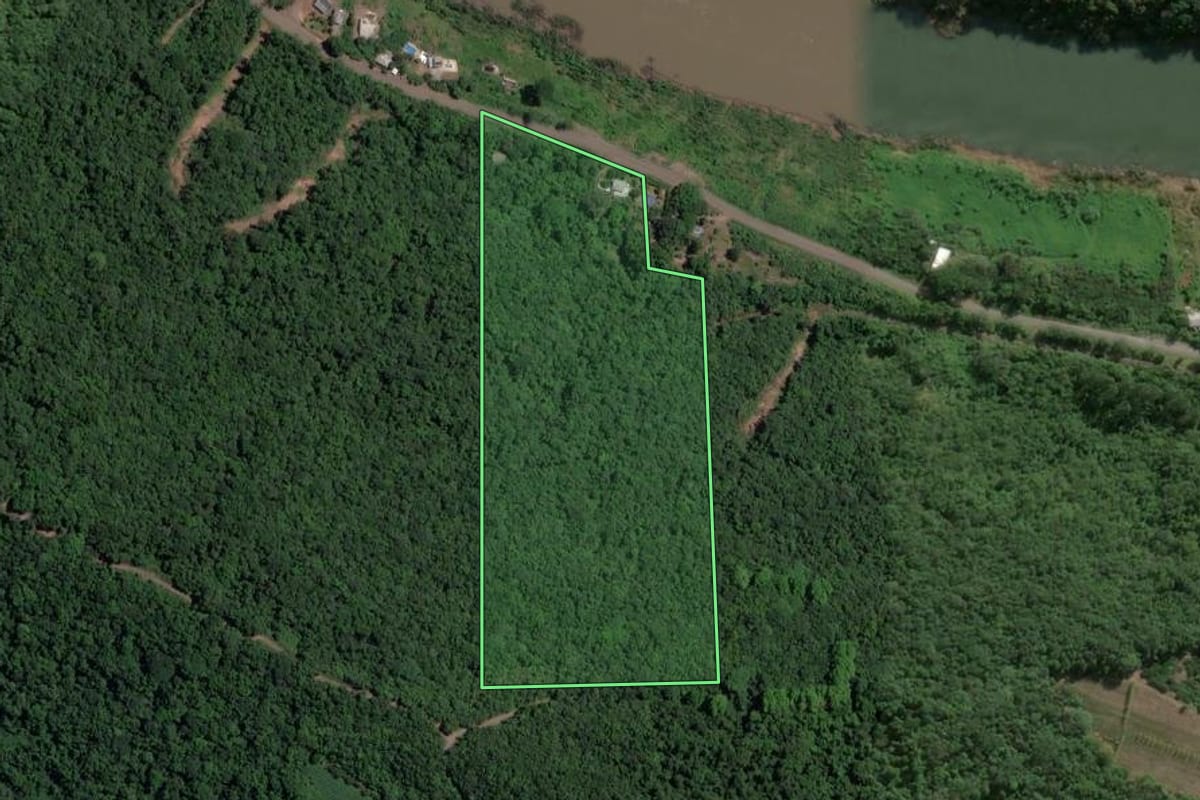 Imagem de satélite do imóvel rural em Santa Tereza (RS), com o contorno declarado no CAR desenhado por cima.