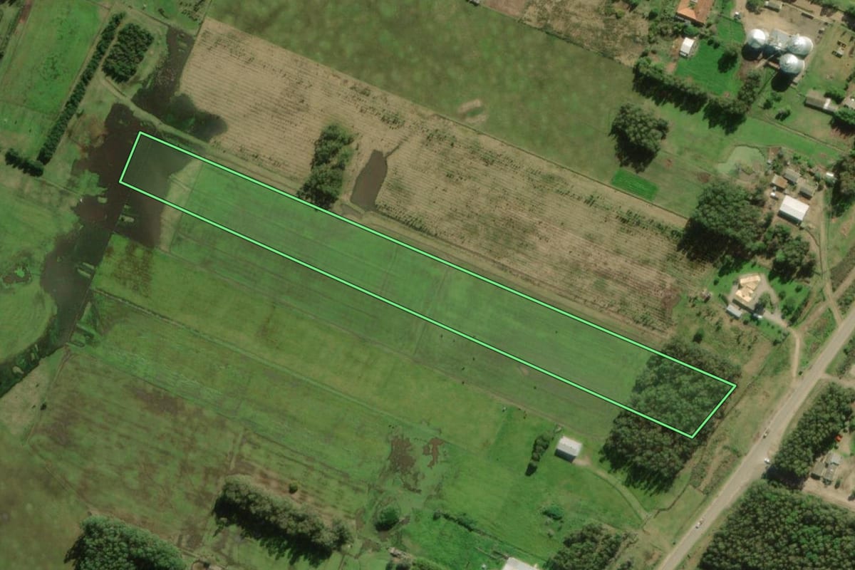 Imagem de satélite do imóvel rural em Santa Vitória do Palmar (RS), com o contorno declarado no CAR desenhado por cima.
